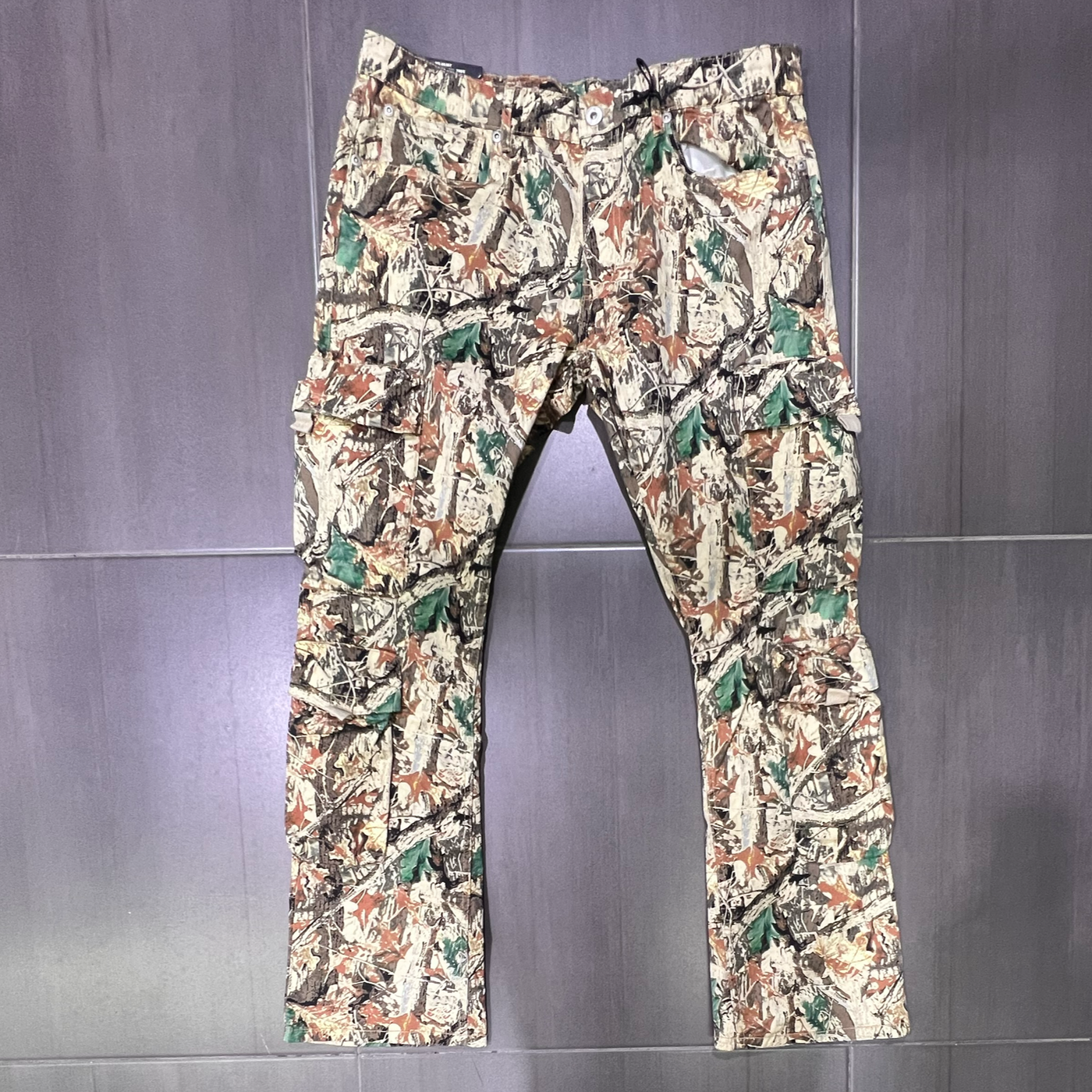 MS-80367 M.Society Khaki Real Tree Flare Fit Cargo Pants