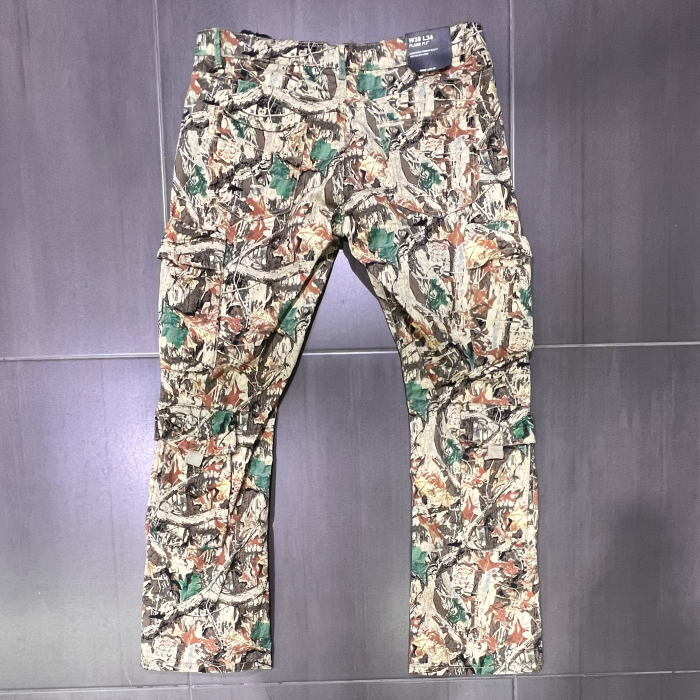 MS-80367 M.Society Khaki Real Tree Flare Fit Cargo Pants