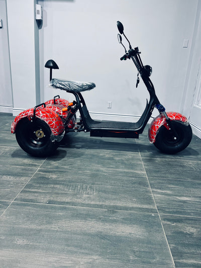 Spider-Man Electric Tricycle City Coco Fat Tire Scooter 3 Wheels Trike Pedicab 1000w Wide Wheel