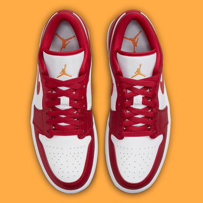 553558-607  Air Jordan 1 Low  Cardinal Red/White/Light Curry