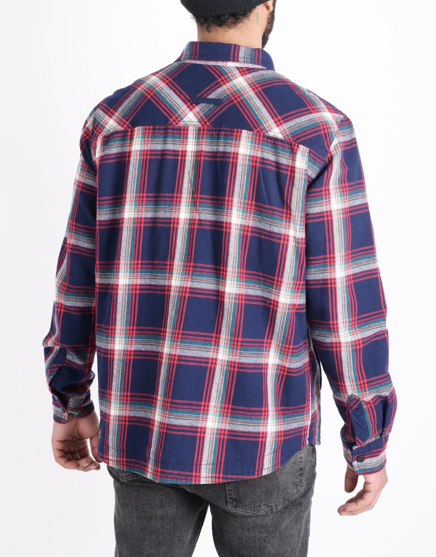 687-2106 Sherpa Lined 100% Cotton Flannel Shirt Jacket Blue/Red